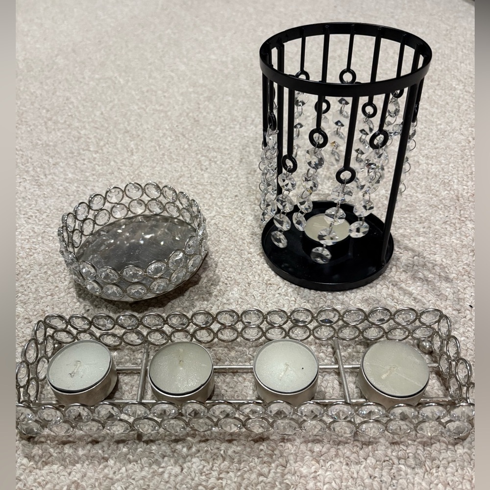 Glam Black and Clear Candle Holder